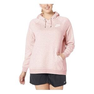 Nike Sportswear Essentials Rally Hoodie Sweatshirt Pink White Fleece Pullover S